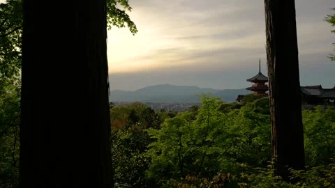 Stabilized Walkthrough of Red Pagoda at Temple in Kyoto, Japan Stock Footage 313768709