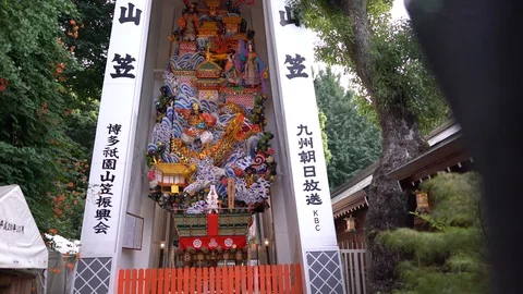 Stabilizer shot from right to left of decoration float or "Kazariyama" during Stock Footage 127912256