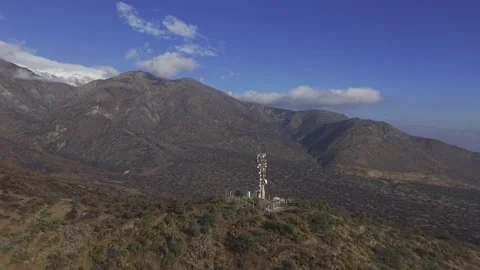 Stable Aerial View of Hilltop Antenna in San Carlos de Apoquindo Stock Footage 338009302