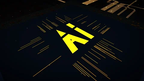 Stable compositing background of a glowing golden quantum CPU Video stock 335926088