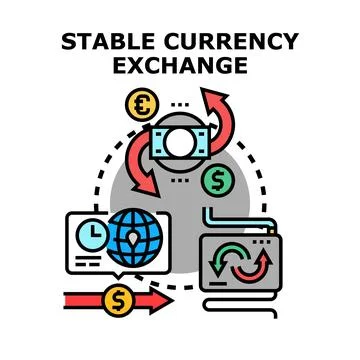 Stable currency exchange process and global financial transactions Stock Illustration