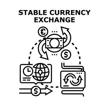 Stable currency exchange process and global financial transactions Stock Illustration