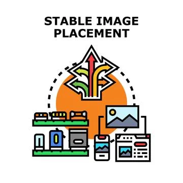 Stable image placement and content management concept Stock Illustration