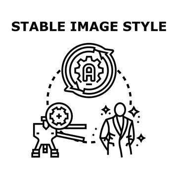Stable image style processing and artificial intelligence concept Stock Illustration