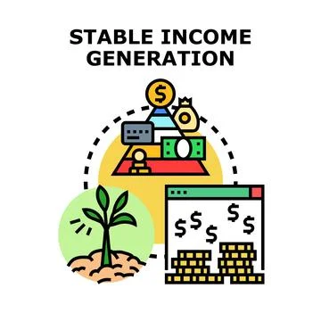 Stable income generation process with financial wealth management Stock Illustration