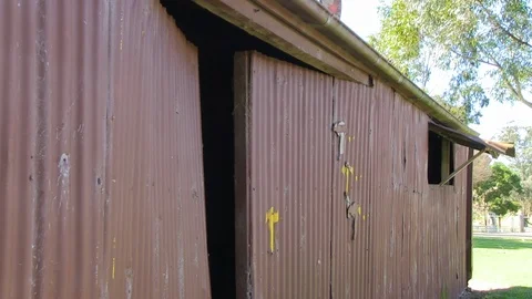 Stable made out of steel sheets Stock Footage 86762098
