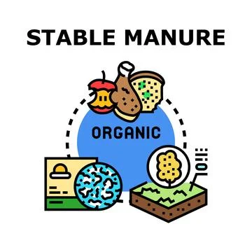 Stable manure converting into organic fertilizer concept Stock Illustration