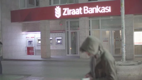 Stable Shot Front of The Bank Stock Footage 94004774