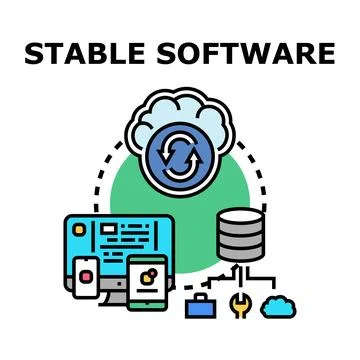Stable software development cycle and cloud data sync Illustrazione stock