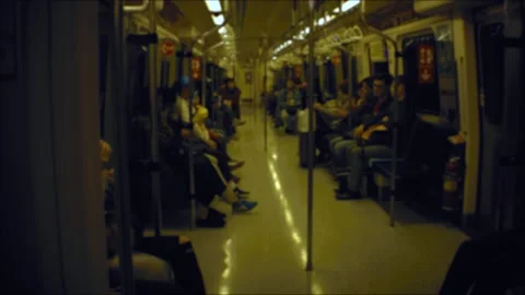 Stable still handhold view of the clean ordinary interior of metro train  Stock Footage 204427068