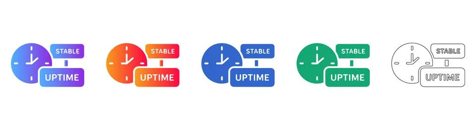 Stable Uptime Clock Icons for Tech Interface 스톡 일러스트