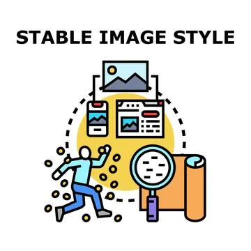 Stable visual style developing digital content concept Stock Illustration