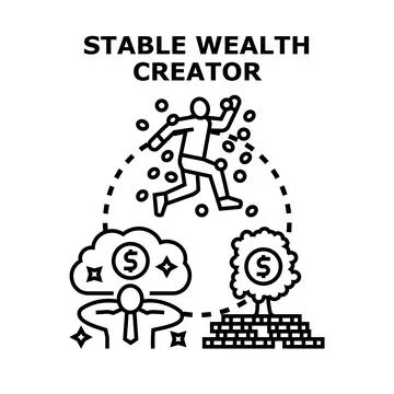 Stable wealth creation strategy creating financial growth Illustrazione stock