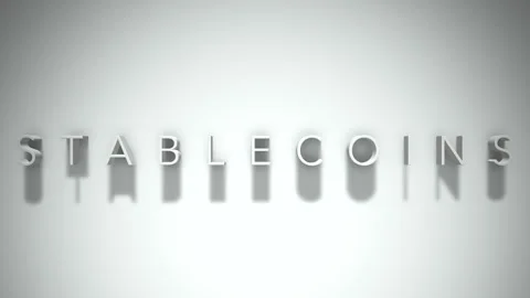 Stablecoins 3D title animation with shadows on a white background Stock Footage 296628853