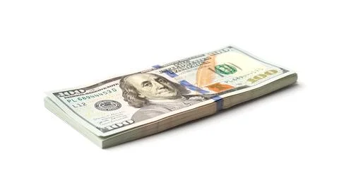 Stack of 100 dollar bills isolated on white background Stock Photos