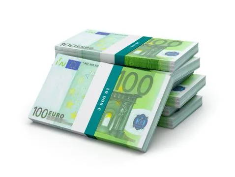 Stack of 100 euro banknotes bills bundles isolated 스톡 일러스트