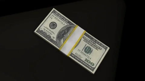 Stack of 100 Us Dollar Bills Loop Able Background Video stock 93033048