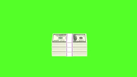 Stack of 100 US Dollars note 3 pieces Green Screen Stock Footage 306505389