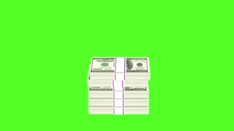 Stack of 100 US Dollars note 5 pieces Green Screen Stock Footage 306505391