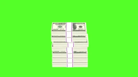 Stack of 100 US Dollars note 7 pieces Green Screen Stock Footage 306505394