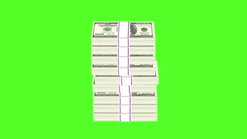 Stack of 100 US Dollars note 9 pieces Green Screen Stock Footage 306505400