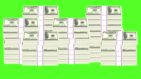 Stack of 100 US Dollars notes Green Screen Stock Footage 306505402