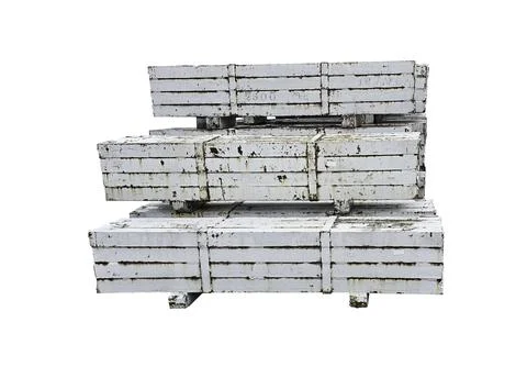 Stack of 2.5-Ton Precast Concrete Counterweight Ballast Blocks in Industrial  Stock Photos