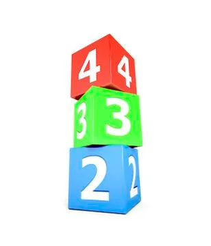 Stack of 3 coloured numbered cubes Ilustração Stock