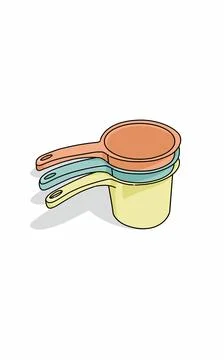 Stack 3 Orange colored bath ladle. Bath object Coloring page Stock Illustration