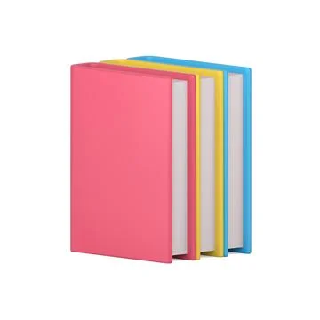 Stack of 3d color books. Educational literature with pink cover Stock Illustration