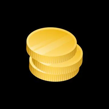 Stack of 3D Gold Coins. Isolated Graphic Money on Black Background Stock Illustration