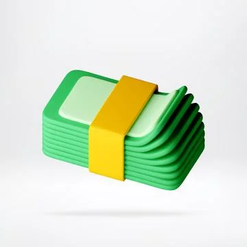 Stack of 3d money banknotes tied with rubber band Stock Illustration