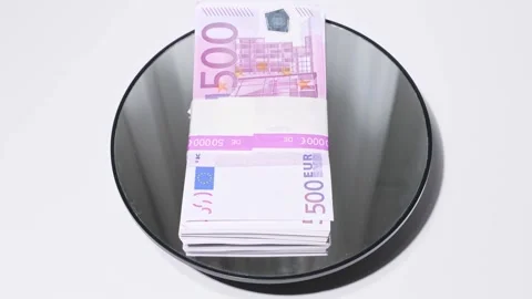 Stack of 500 Euro currency banknotes. Stock Footage 165337763