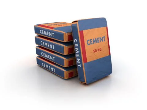 Stack of 50kg cement packs isolated on a white background Stock Illustration