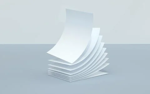 Stack of A4 brochure mockup design. 3d illustration of office paper Illustrazione stock