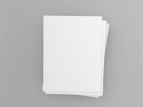 Stack of A4 paper on a gray background. 3d render illustration. Stock Illustration