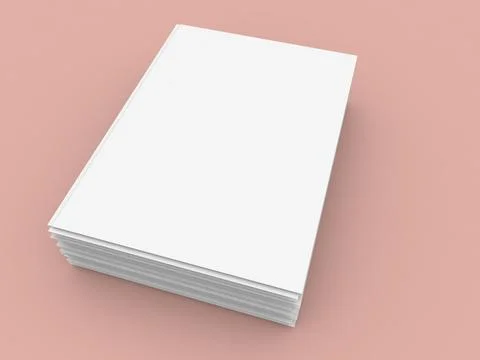 Stack of A4 paper on a orange background. 3d render illustration. Illustrazione stock