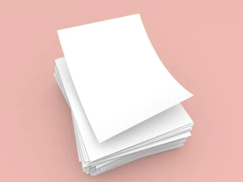 Stack of A4 paper on a pink background. Stock Illustration