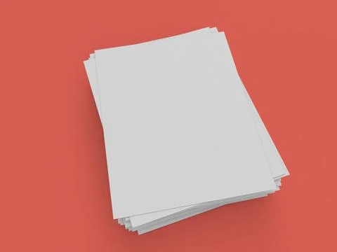 A stack of A4 paper on a red background. Stock Illustration