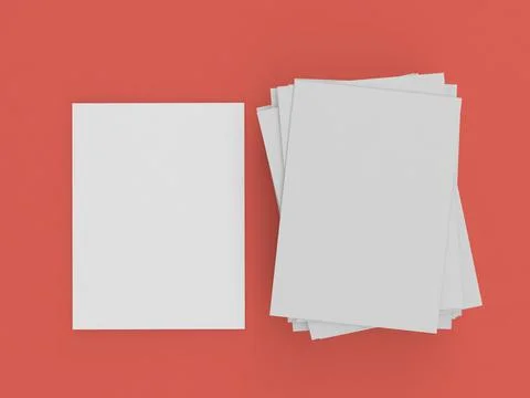 A stack of A4 paper on a red table. Stock Illustration