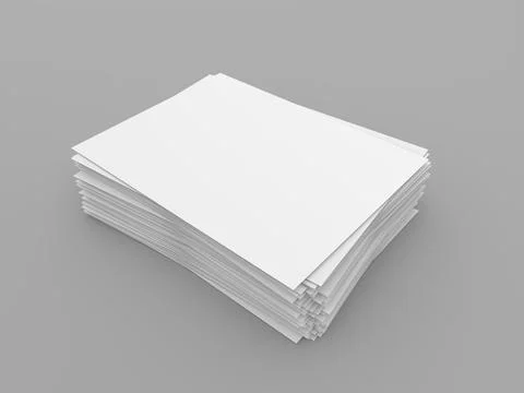 A stack of A4 papers on a gray background. 3d render illustration. Stock Illustration
