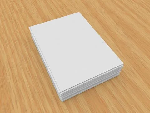 A stack of A4 papers on a gray background. 3d render illustration. Illustrazione stock