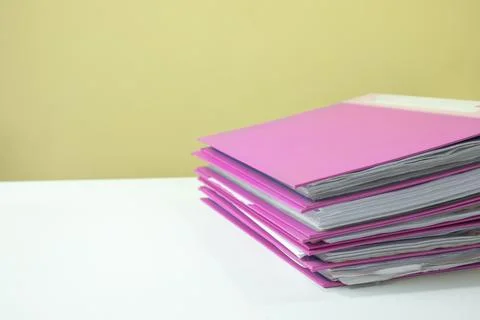 Stack of account file documents on white desk Stock Photos