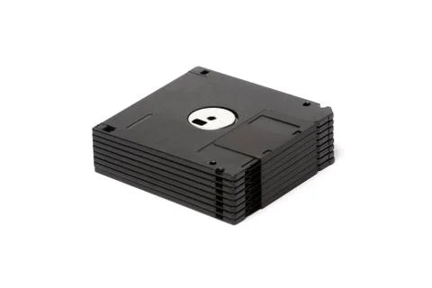 Stack of all black floppy disks Foto stock