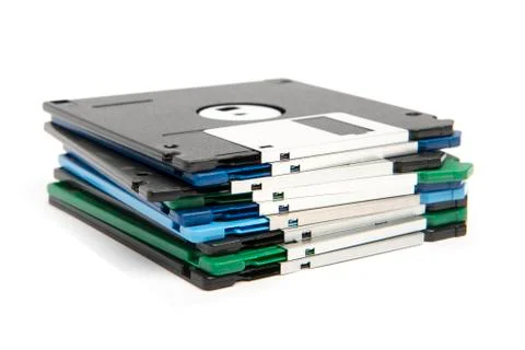 Stack of all colored floppy disks Stock Photos