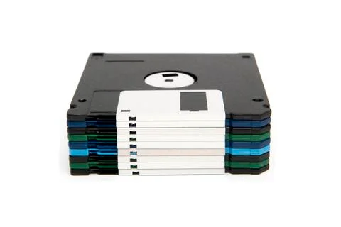 Stack of all colored floppy disks Foto stock