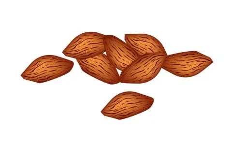 A Stack of Almonds on White Background Stockillustratie