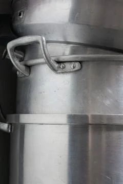Stack of aluminum pans close up Stock Photos