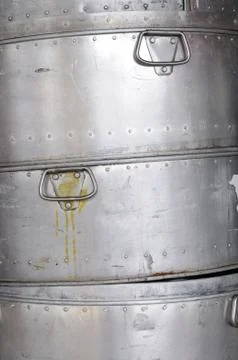 Stack of aluminum pots Stock Photos