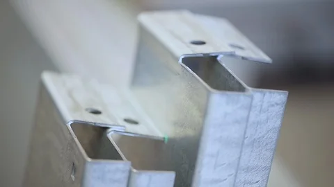 A stack of aluminum structural profiles Stock Footage 124255998